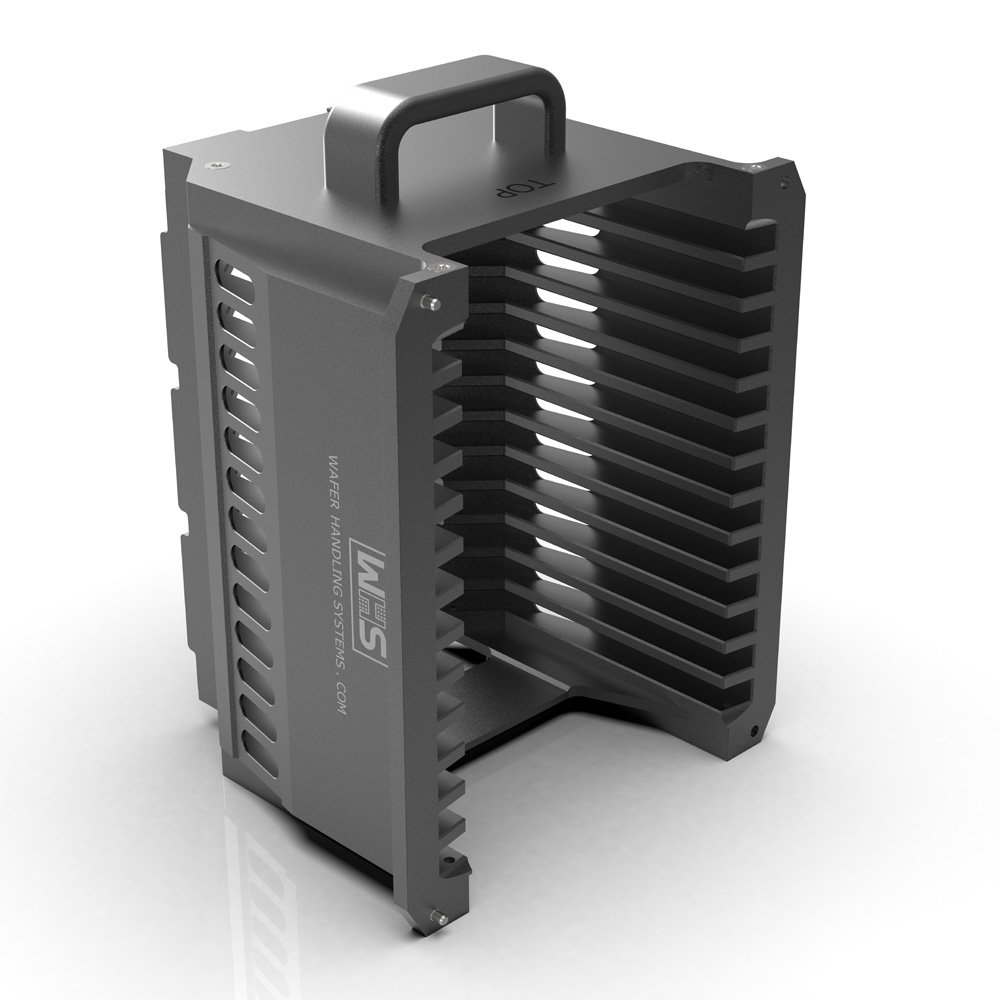 Aluminum hard clear anodized cassette BI-PITCH | 13 slot | Handle | Flat slot-/thick wafer (WHS-M1)