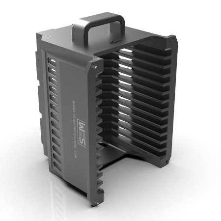 Aluminum hard clear anodized cassette BI-PITCH | 13 slot | Handle | Flat slot-/thick wafer (WHS-M1) 100 mm (4")