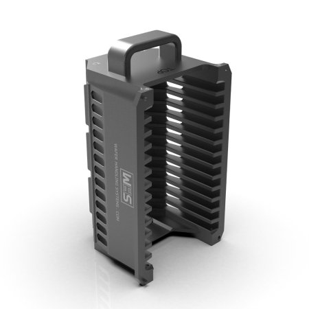 Aluminum hard clear anodized cassette BI-PITCH | 13 slot | Handle | Flat slot-/thick wafer (WHS-M1) 76 mm (3")