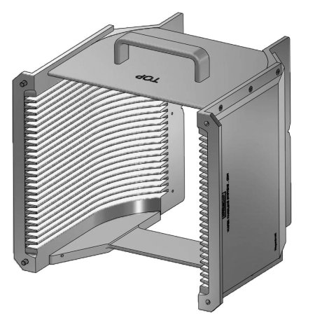 8" (200 mm) Aluminum hard clear anodized cassette | 25 slot End wall / H-bar | Handle | Angular | MOQ 1