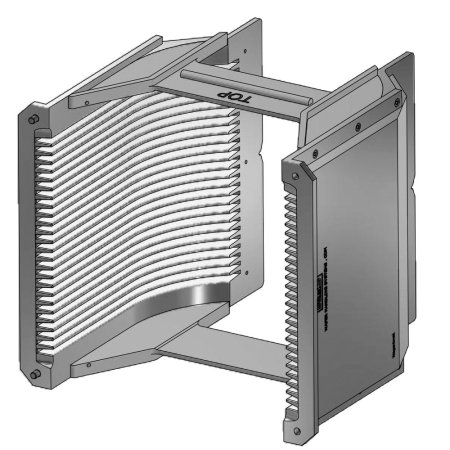 8" (200 mm) Aluminum hard clear anodized cassette | 25 slot H-bar / H-bar | Angular | MOQ 5